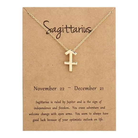 SAGITTARIUS Zodiac Symbol Gold Necklace - Picture 1 of 1